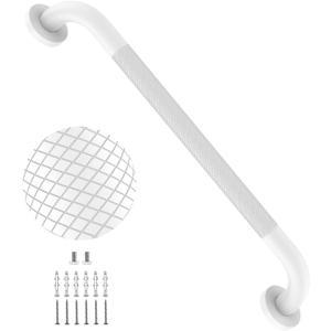 24 Inch White Anti Slip Bathroom Shower Grab Bar w/Knurled Grip