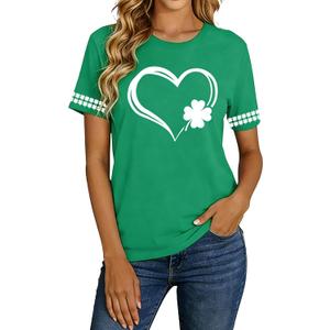 St. Patricks Day Shirt for Women: St Paddy's Clover Shamrock Tee Irish Lucky Short Sleeve T-Shirts Tops