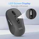 XBG B15pro Wireless Bluetooth Mouse, Bluetooth 5.0/4.0 & 2.4G Tri-Mode, Type-C Rechargeable with LED Screen Display, Ergonomic Silent Click for Laptop/PC/Tablet, Multi-Device & Office Use