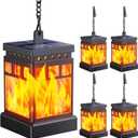 KOOPER Hanging Solar Lanterns Outdoor Waterproof, 4PCS Flickering Flame Hanging Solar Lights for Outside, Outdoor Solar Lanterns up to 12 Hours, Lanterns Decorative for Patio Porch Yard Garden Decor