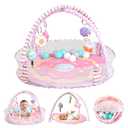 4-in-1 Baby Play Mat & Baby Play Gym,Baby Girl Play Mat Activity Gym, Pink Donut Tummy Time Mat for Babies and Toddlers, Infant Activity Center for Newborn to Develop Motor Cognition