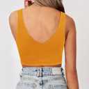 SAUNGKUAI Women's Crop Tops Deep V Neck Sleeveless Backless Double Lined Cropped Tank Top for Going Out Orange M