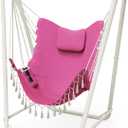 Hammock Chair with Stand,Heavy-Duty Hanging Chair with Stand, for Indoor Outdoor,Sturdy Swing Chair Stand Max Load 350 pounds(Hammock Chair Included) (Pink)