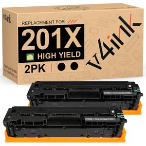 V4ink 201X Remanufactured Toner Cartridge Replacement for HP 201X CF400X 201A CF400A High Yield Black Toner for use in HP Color Pro M252dw M252n MFP M277dw M277n M274N Printer, 2 Pack