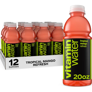 vitaminwater Refresh Tropical Mango Nutrient Enhanced Flavored Water Beverage, 20 fl oz Bottles, 12 Pack (BBD 12/01/25)