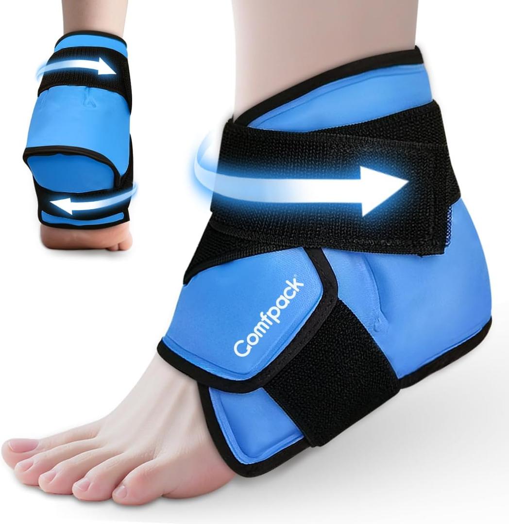 Comfpack Heel Ice Pack Wrap for Plantar Fasciitis Relief, Ankle Ice Pack Wrap for Swelling, FSA Eligible, Ice Pack for Injures Reusable, Gel Cold Pack for Achilles Tendonitis, Ankle Sprain, Heel Pain