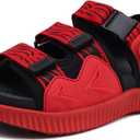 KuaiLu Mens Hiking Sandals with Arch Support Orthopedic Walking Recovery Sandals for Plantar Fasciitis Open Toe Summer Athletic Sport Comfortable Cushion Breathable Outdoor Water Sandals Size7-13 (11, Red Black)