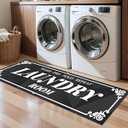 Laundry Room Rug: 17"X47" Non-Slip Washable Runner Rug, Rolled-up NO Creases, Laundry Room Decor and Accessories, Text Design Laundry Mat - Area Rug for Farmhouse Kitchen Living Room Hallway (Black)