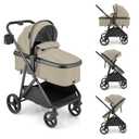 Gromast 3-in-1 Baby Stroller, Convertible Stroller for Newborn Infant Toddler with Reversible Seat, UPF 50+ Canopy & Cup Holder - Khaki