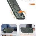 for iPhone 16 Pro Max Case Magnetic Compatible with MagSafe Support Wireless Charger,Built-in Camera Cover Kickstand+with 2 Screen Protector,Military Grade 360Full Body Phone Protection Green