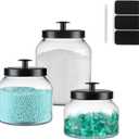 Hyperspace Clear Glass Kitchen Canister Set, Cookie Jar, Food Storage Container, Bathroom Jar with Metal Airtight Lid (Black)
