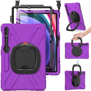BRAECN Case for Samsung Galaxy Tab S10+/S9 FE+/S9+/S8+/S7 FE/S7+ 12.4 SM-X820/X610/X810/X800/T730/T970, Silicone Cover w/Screen Protector/Handle Grip/Kickstand/Shoulder Strap/S Pen Holder, Purple