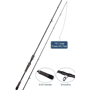 7'0" Medium Power Fast Action Spining & Casting Fishing Rod - 2-Piece, EVA Handle, 6+1 Ceramic Guides | Jenseits