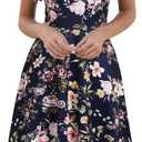 HELYO Women's Semi-Formal Ruffle Sleeves V-Back Work Fit and Flare Cocktail Knee Length Dress with Pockets 842 (Medium)