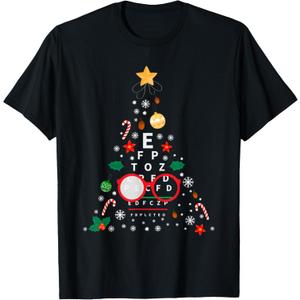 Christmas Tree Optician Optometrist | Merry Xmas New Year T-Shirt, Size XL