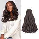 French Curl Braiding Hair 14 Inch 8 Packs Loose Wave Bouncy Crochet Hair Extensions Pre Stretched 50g/pack Curly Braiding Hair for Black Women (14Inch 8 Packs, 4#)