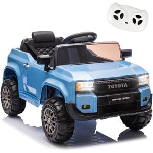 12V Kids Ride on Car for Ages 1-5, Electric Car W/Parent Remote Control,Licensed Toyota 4 Wheel Outdoor Suspension, Bluetooth/USB Music,LED Lights,70lbs Load Capacity(Blue)
