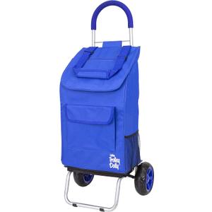 Dbest products Trolley Dolly Blue Foldable Shopping cart for Groceries with Wheels and Removable Bag and Rolling Personal Handtruck, Standard