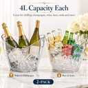 4L Clear Plastic Ice Bucket with Handles, Large Beverage Chiller Tub for Wine, Champagne, Beer, Set of 2 (4L 2PCS)