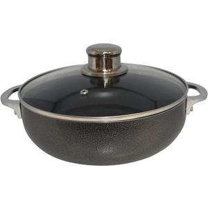 IMUSA 3.2qt Charcoal Aluminum Nonstick Caldero with Glass Lid, Black