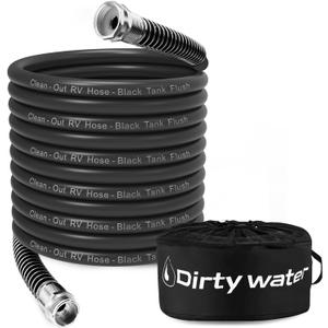 Camper & RV Black Water Hose - No-Kink Design Camper Sewer Hose - RV Accessories With Storage Bag - Perfect For Black Water, Gray Water, And RV Tank Cleaning, 50FT 5/8" Diameter