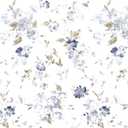 Blue Floral Wallpaper Peel and Stick Wallpaper 17.3"197" Boho Flower Removable Self Adhesive Wall Paper for Bedroom Floral Contact Paper for Cabinets Furniture Watercolor Decor Waterproof Vinyl Film