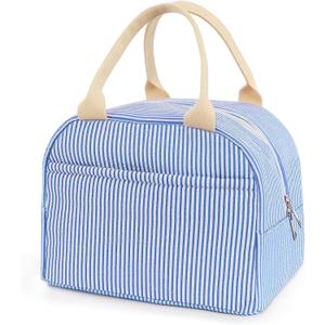 Lunch Bag For Women, Cooler Insulated Lunch Box For Travel Work Picnic College School Adult Large Capacity Lunch Bags, Blue Stripe