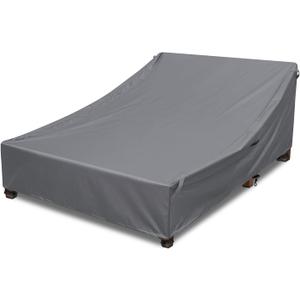 Double Lounge Chair Cover 100% Waterproof Outdoor Chaise Lounge Cover 600D Weather Resistant Material, UV Protection, Windproof Design Double Wide Patio Lounge Chairs Covers (Grey)