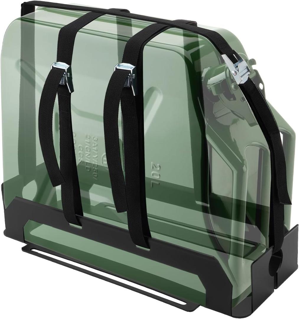 SPARKWHIZ Heavy-Duty Jerry Can Holder for Roof Rack 5 Gallon Gas Can Carrier Mount with Webbed Strap, Universal Single Jerry Can Bracket for Off-Road, Overlanding Fuel Storage