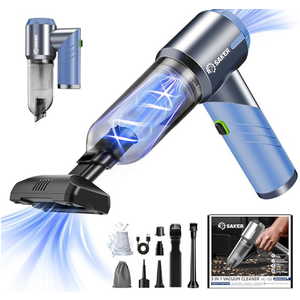 Saker Handheld Car Vacuum Portable Cordless17000PA Mini Vacuums Rechargeable Foldable Vacuum Cleaner with Brushless Motor for Home,Office Pet HL132 Black