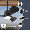 AHAWILL Gazebo Fan,32" Plug in Ceiling Fan with 3 Color LED Light,Waterproof Outdoor Hanging Fan,Outdoor Ceiling Fans for Patios,Gazebo,Pergola.Black