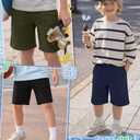Langyiwee 5 Pack Boys Knee Length Long Shorts, 5-Color, 8-9 Years