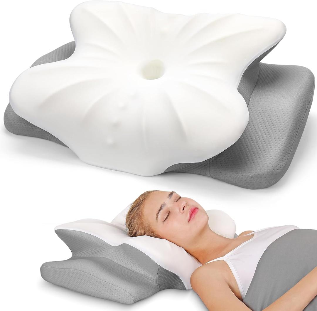 ASTARRY Cervical Pillow for Neck and Shoulder,Ergonomic Neck Support Pillow for Back,Side Stomach Sleepers with Pillowcase,Contour Memory Foam (White)