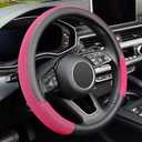 KAFEEK 15 inch Steering Wheel Cover, Cooling Ice Silk Mesh with Microfiber Leather, Heat Resistant, Breathable, Anti-Slip, Summer Cool, Universal Fit, Black & Red (Standard Size[14.5"-15"])