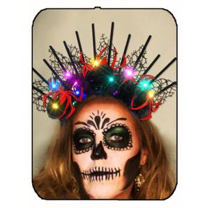 GORTIN Light up Halloween Headband Black Flower Gothic Headpiece Spider Hair Accessories for Women (Black, Free size)