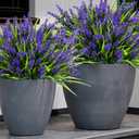 Geegoods Artificial Plants Flowers Outdoor 24 Bundles UV Resistant Faux Lavender Flowers with Monkey Grass for Garden Porch Window Patio Hanging Planter Decor, Purple 