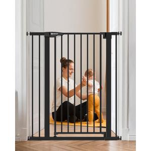 42" Extra Tall Baby Gate for Stairs Doorways, Fits Openings of 29.5" to 40.5" Wide, Auto Close Extra Wide Baby and Pet Gate for Doorways and Stairways,Pressure Mounted Dog Gates, Black (H:42 Inch)