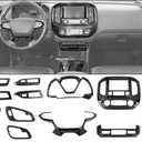 for Colorado Center Console Interior Trim Kit Fit for Chevy Colorado 2014-2022 Black Carbon Fiber Interior Accessories 15pcs