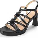PIZZ ANNU Women's Luniva Platform Heels Block Chunky Open Toe Ankle Strap High Heeled Sandals Fashion Strappy Dress Pump Shoes for Daily Wedding Party,6.5