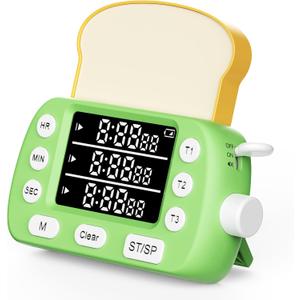 Digital Kitchen Timer for Cooking - 3 Channel Countdown Timer and Stopwatch with Strong Magnets,Silent Mode, LED Display, Memory, Timers for Cooking, Oven, Egg, Baking, Grilling, Teaching