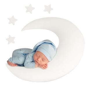 M&G House Newborn Photography Prop Pillow Crescent Moon Infant Crescent Star Pillows Baby Photo Prop Decor Basket Photo Prop Baby Photoshoot Props Studio Accessories(White)
