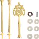 3 Tier 14" Heavy Metal Cake Stand Holder Fruit Plate Stand Fitting Hardware Rod with Stylus (Golden_New Crown) (Scepter)