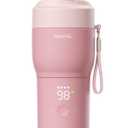 Papablic Portable Bottle Warmer Pro for Travel Fast Heating, Built-in Sterilizer, 30W Fast Charge, 5-Temp Control, Easy-Clean Wide Mouth, Baby Milk Warmer for Breastmilk & Formula, Sakura Pink