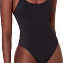 Andie Amalfi Scoop Neck Tank One Piece Swimsuit (Small, Black)