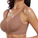 OEAK Womens Wireless Jelly Bras Push Up Bralette Full Coverage No Underwire Bra Comfortable Everyday Seamless Tshirt Bras (Beige, XXL)