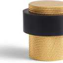 PANALI Floor Door Stop,1-1/2" Length 1-3/5"Height Cylindrical Floor Mount Door Stopper, Solid Heavy-Duty Brass Door Holder for Wall Protector, Brass Doorstop 1Pack,Brushed Brass