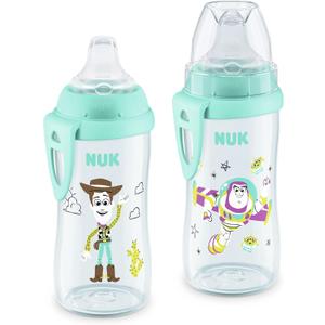 NUK First Choice Toy Story Active Cup 2.0, 10oz. Soft Spout Sippy Cup with On-the-Go Carry Clip, Lightweight, Leak Proof, Spill Proof Cup, 2-pack, 10 fluid ounces
