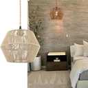DANSEER Plug in Pendant Light Hemp Rope Hanging Light with Plug in Cord Boho Hanging Lamp Woven for Kitchen Island Living Room On/Off Switch (Type 1)