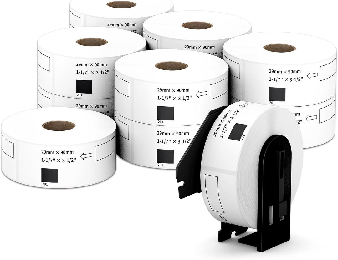 Compatible Standard Address Labels Replacement for Brother DK-1201 (1.1" X 3.5), Use with Brother QL Label Printers (12 Rolls + 1 Reusable Cartridge, 400 Labels/Roll)