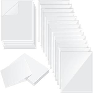 Gueevin 100 Pcs 5 x 8 Inch Self Adhesive Display Pockets Peel and Stick Clear Paper Sleeves Wall and Door Communication Clear Adhesive Sheet Protector Letter Size Plastic Sheet Protectors